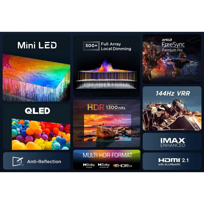 TCL 50C805K 50" 4K QLED Mini-LED HDR Google TV